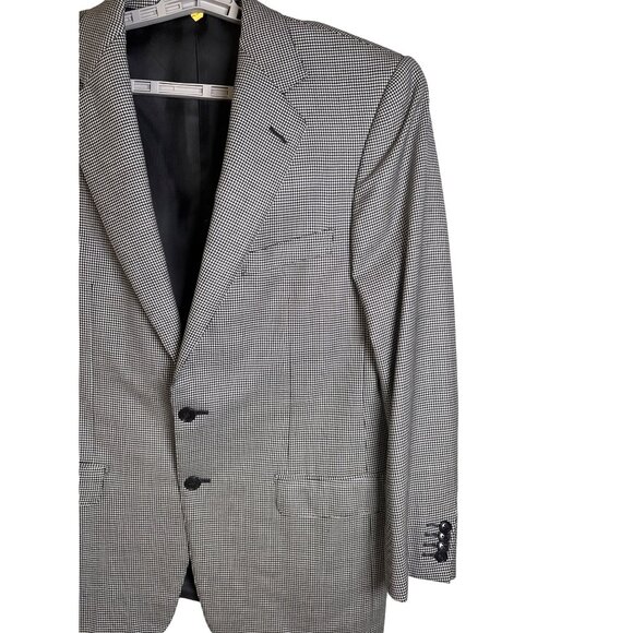 Ermenegildo Zegna Men's Wool Herringbone Black‎ White Blazer Luxury Jacket 50 - Picture 5 of 13
